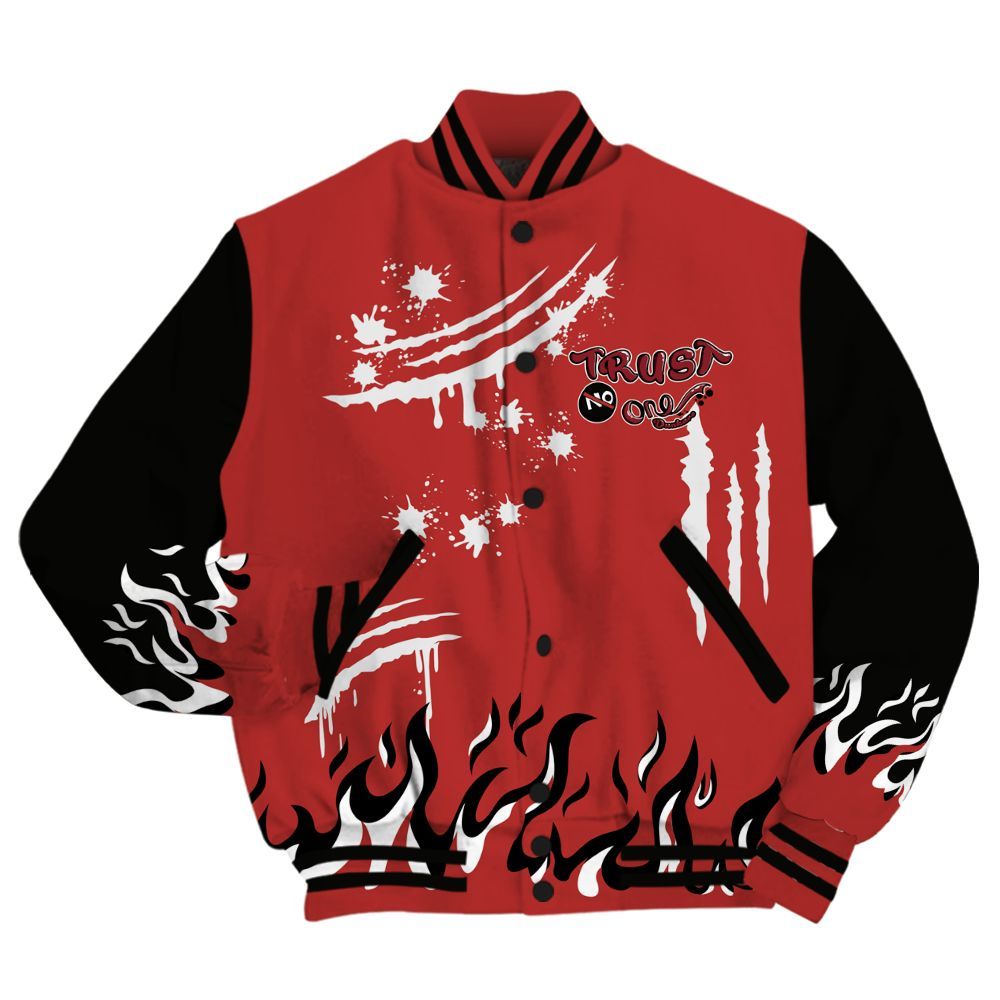Varsity Jacket To Match Bred Reimagined 4s - Graphic Trust No One All Over Print