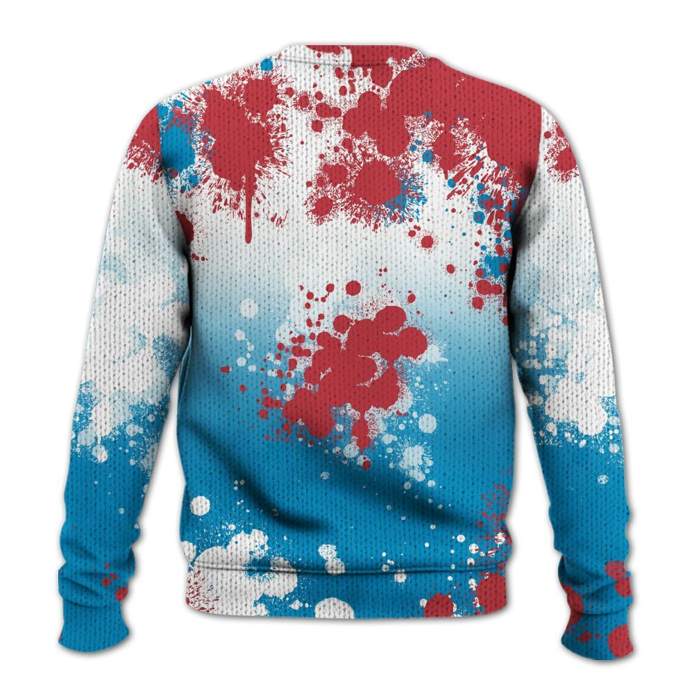 Knitted Sweater To Match High OG University Red Dark Powder Blue 1s - Trust No One Scary