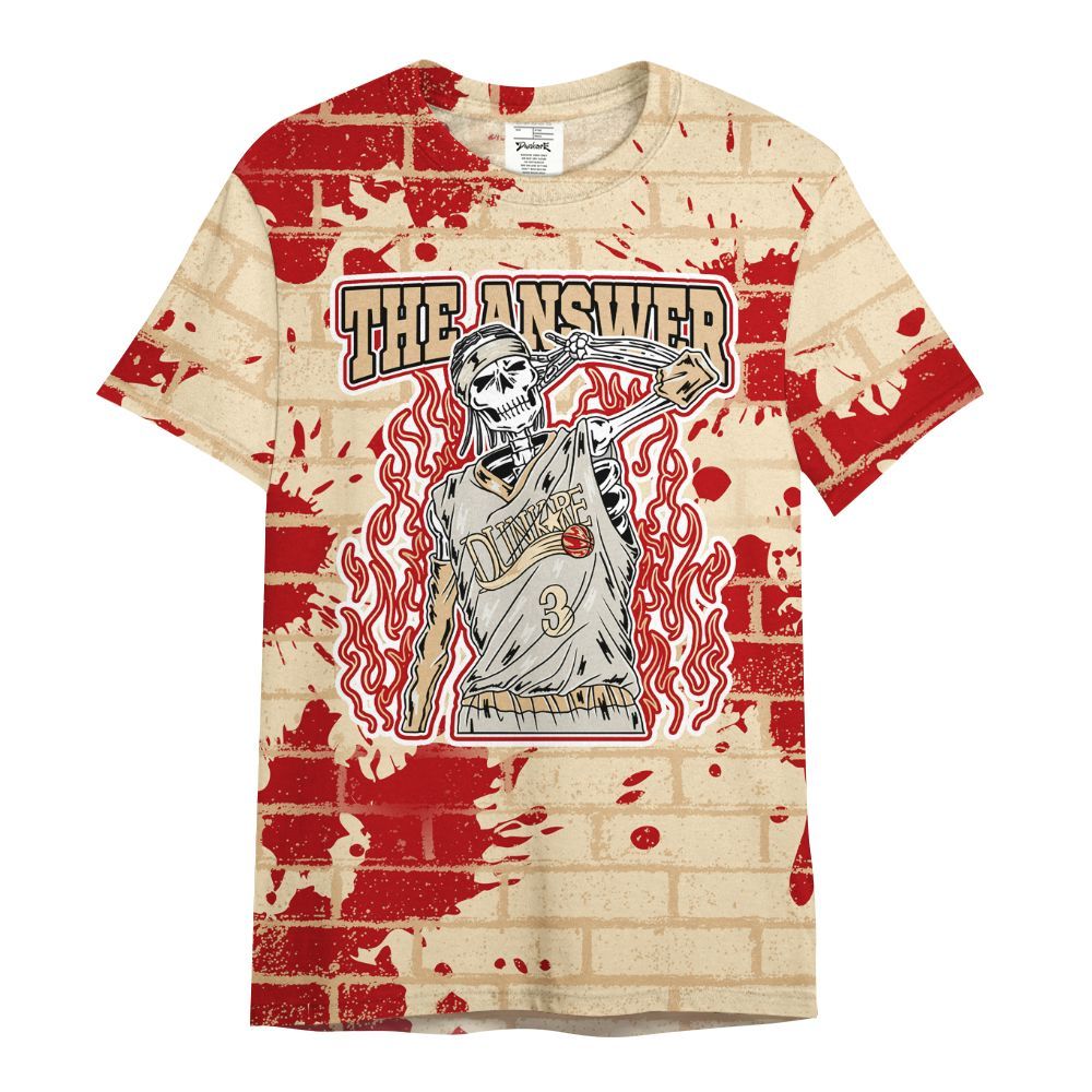Shirt To Match Dunk Low Strawberry Waffle - Allen Answer Skeleton Brick All Over Print