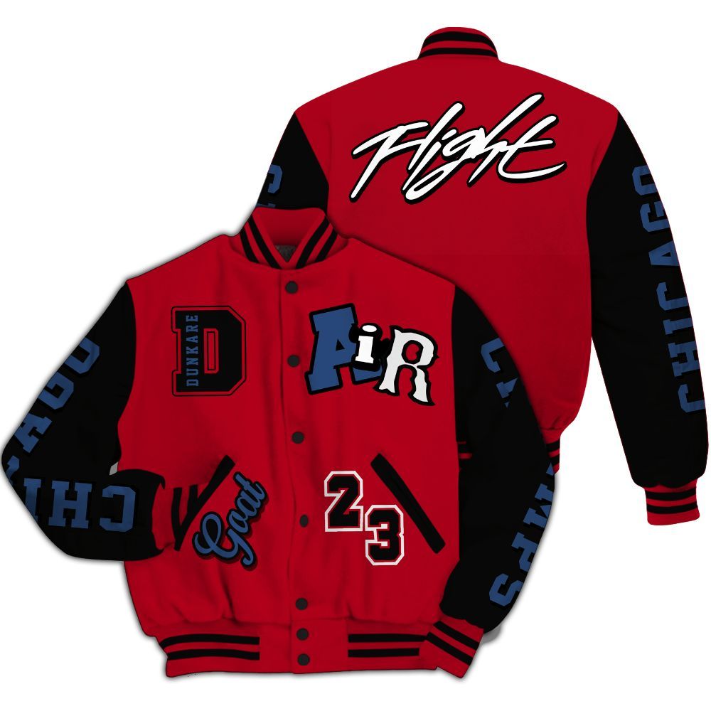 Varsity Jacket To Match Air Griffey Max Black Red Navy Blue 1s - AIR Number 23 GOAT All Over Print