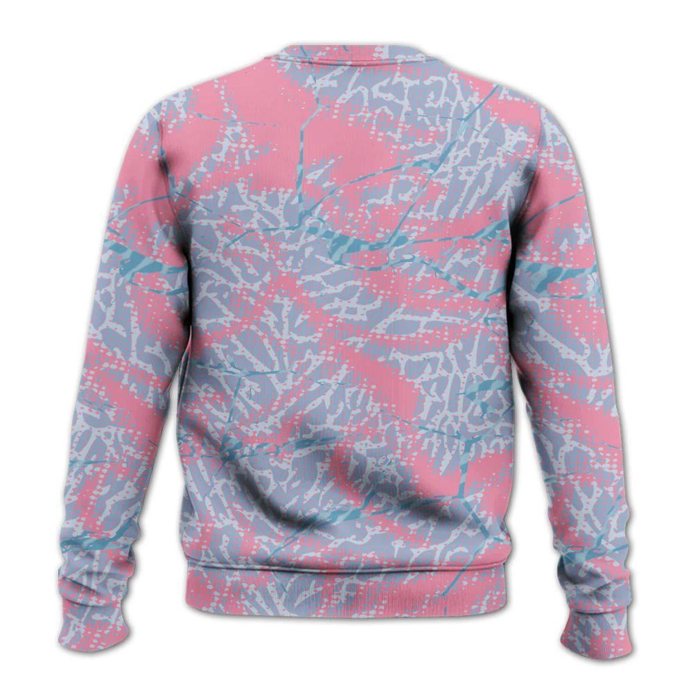 Sweatshirt To Match Denim Pink Glow 3s - Dislike Us Crack All Over Print