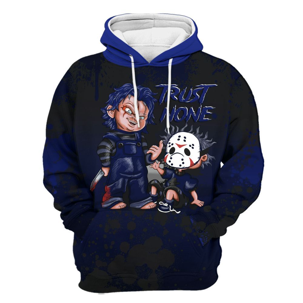 Hoodie To Match Air Max Plus Black Racer Blue - Trust No One Scary All Over Print