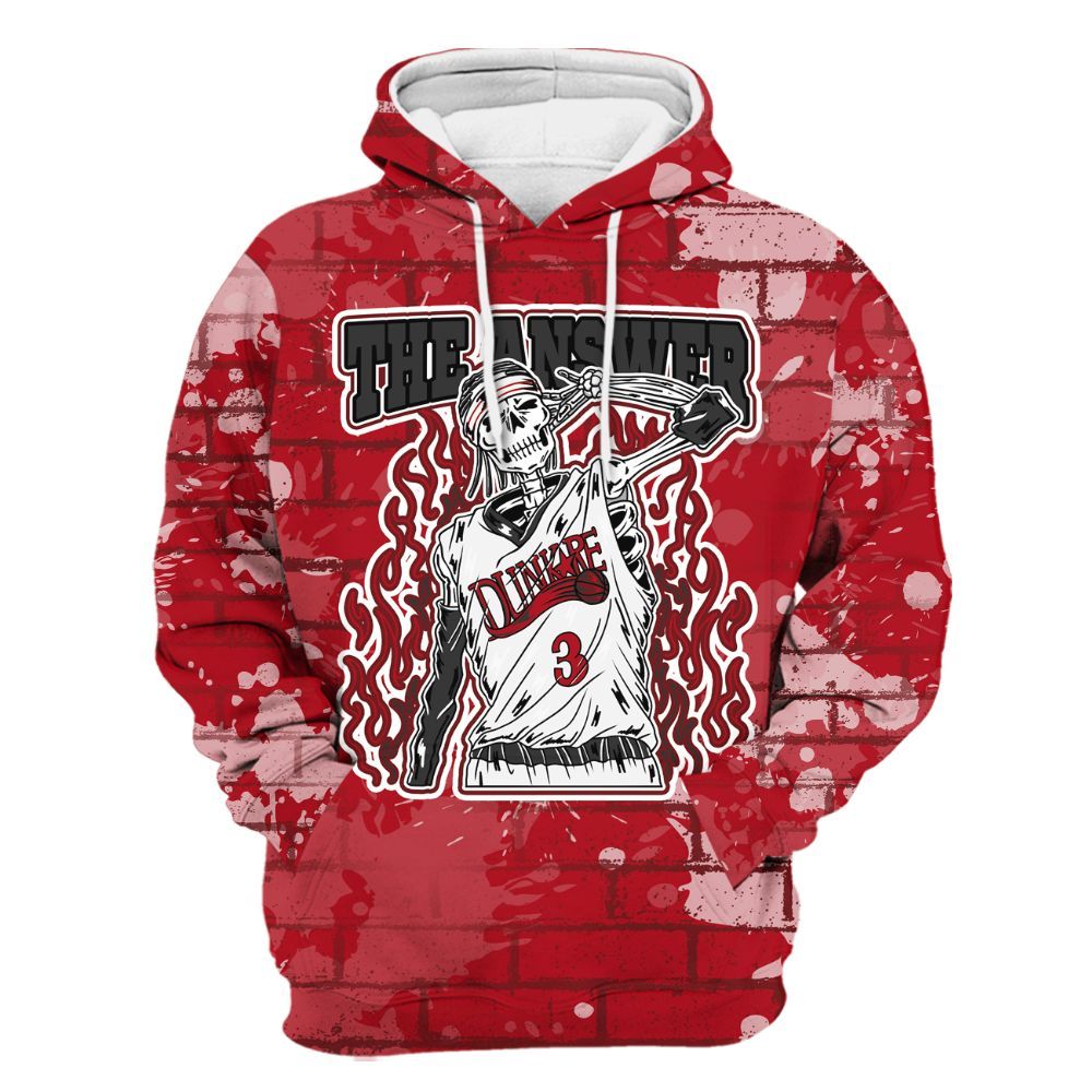 Hoodie To Match Bred Velvet 11s - Allen Answer Skeleton Brick All Over Print