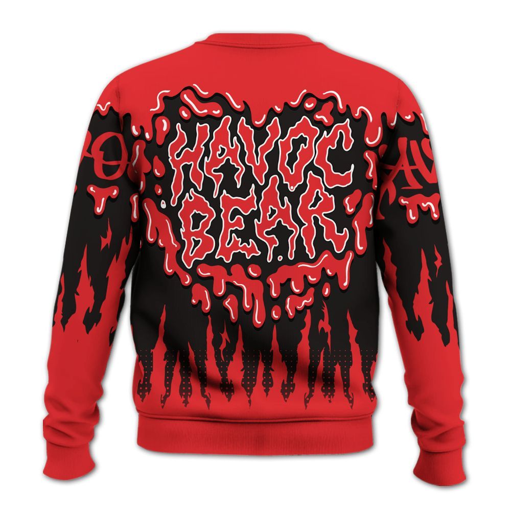 Sweatshirt To Match Chile Red 9s - Havok Bear Dripping All Over Print