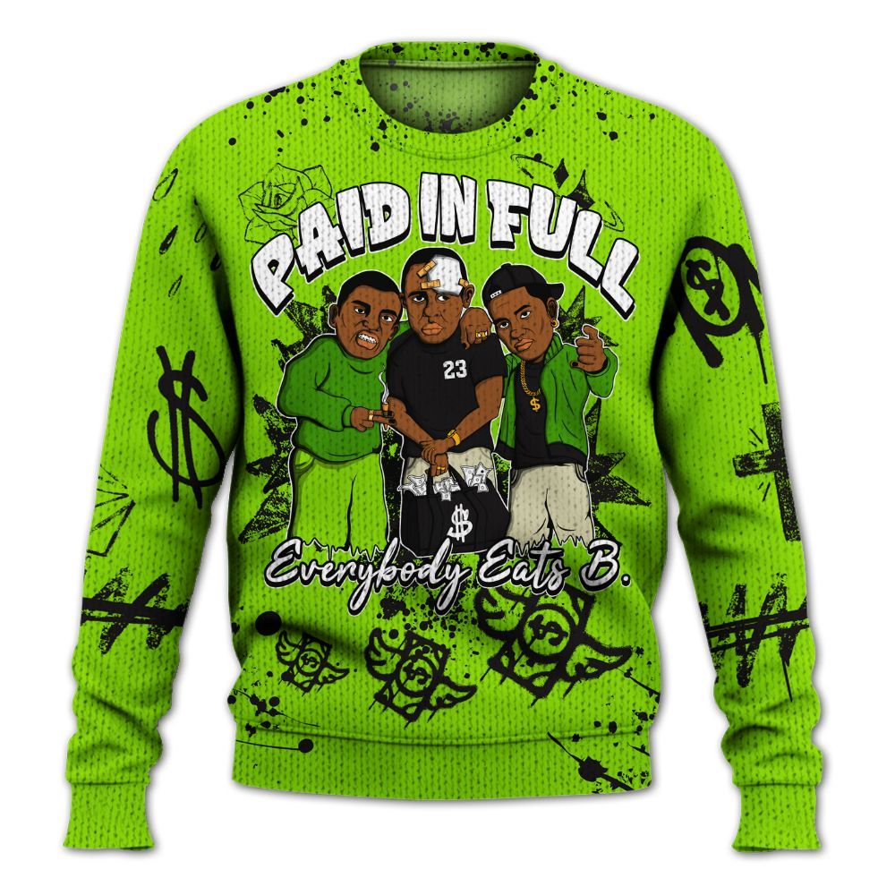 Knitted Sweater To Match Electric Green 6s - Everybody Paid In Full Crayon
