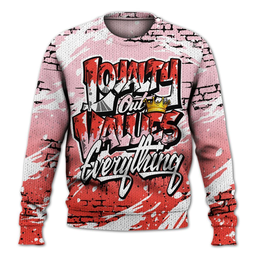 Sweater To Match Retro Awake Arctic Pink - Values Of Loyalty Drip Graphic