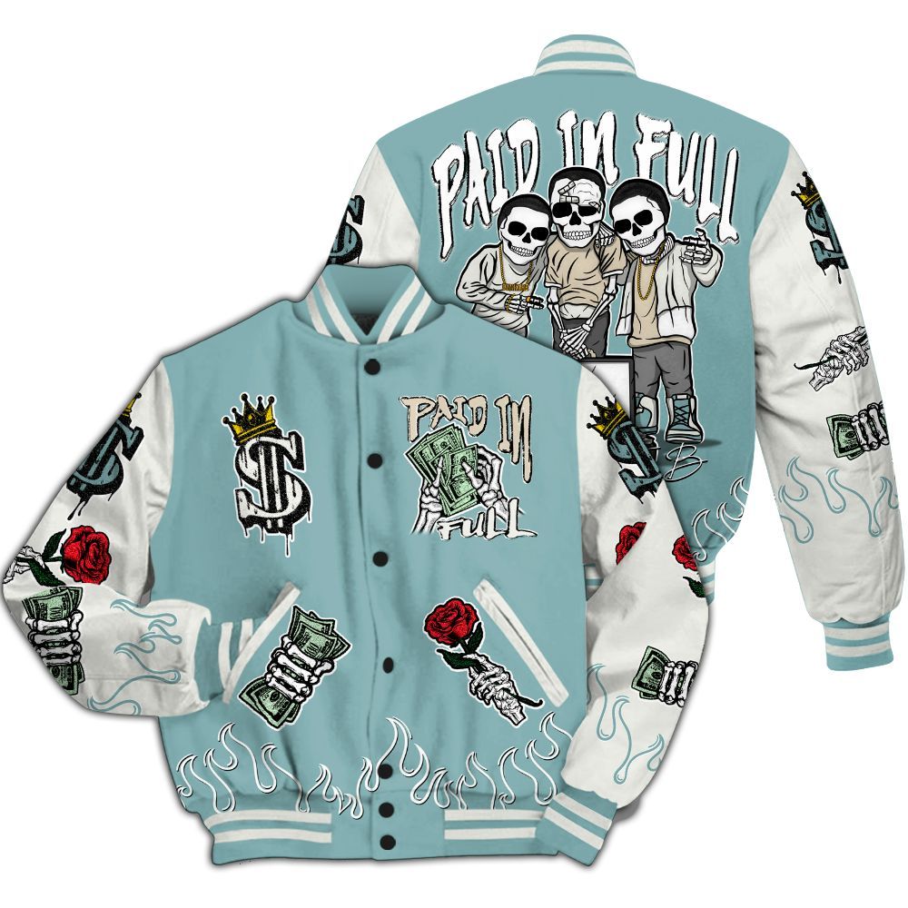 Varsity Jacket To Match Dunk Low Glacier Blue Pale Ivory - Everybody Paid In All Over Print