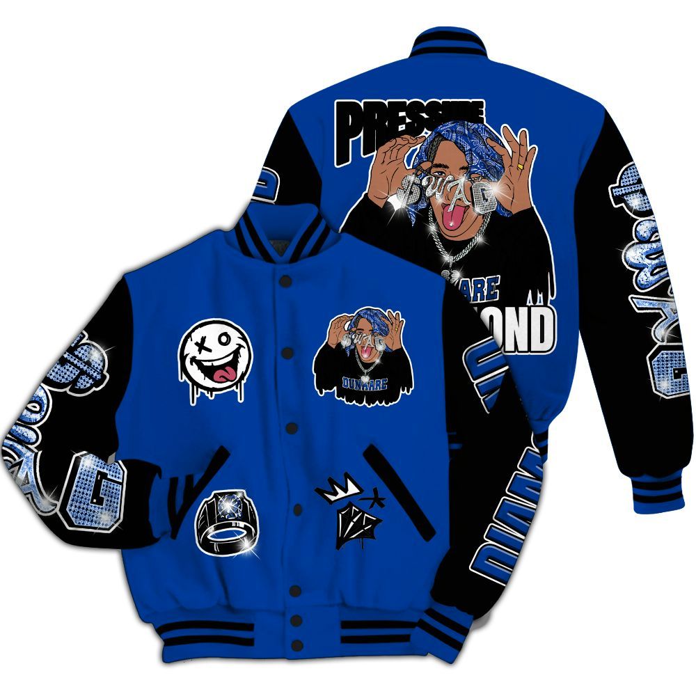 Varsity Jacket To Match Hyper Royal 12s - Pressures Makes Varsity Jacket To Match All Over Print