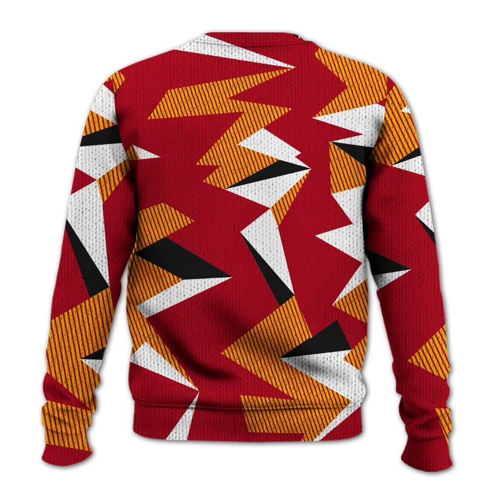 Knitted Sweater To Match Cardinal 7s - Geometric Camouflage Pattern