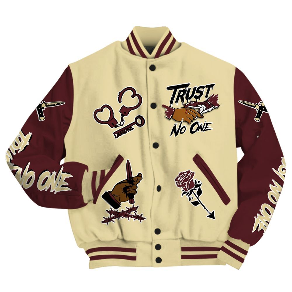 Varsity Jacket To Match Women Phantom 12s - Trust No One Dripping All Over Print