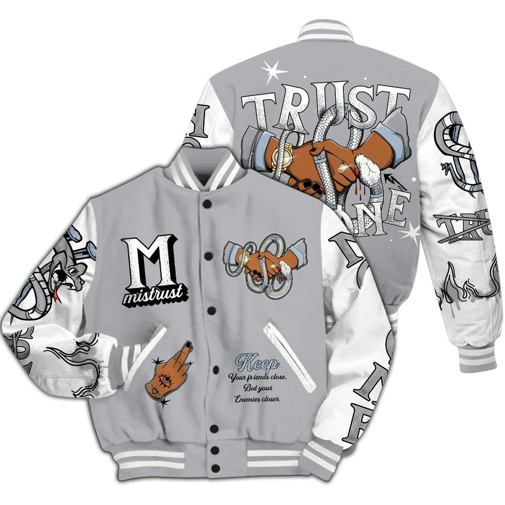 Varsity Jacket To Match Low OG Wolf Grey 1s - Trust No One Snake-Bite Street Style All Over Print