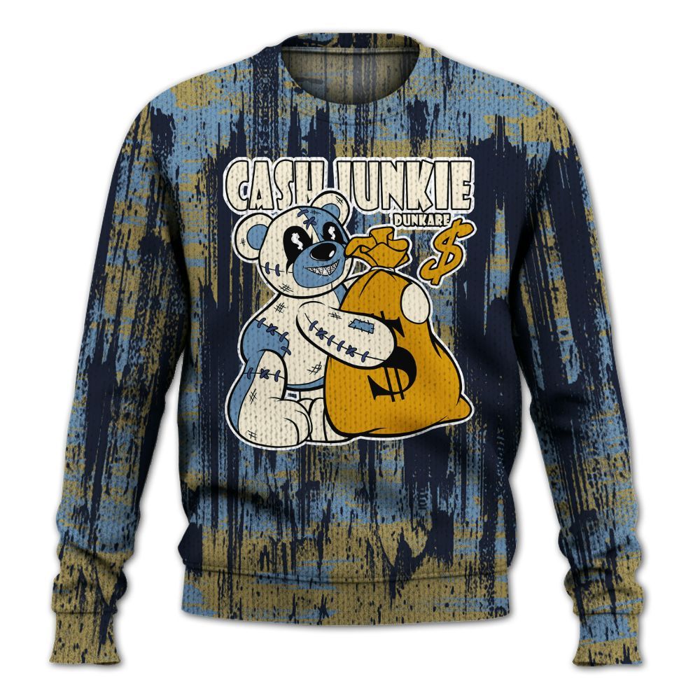 Knitted Sweater To Match High OG First In Flight 1s - Cashs Junkie Bear Glitch Art