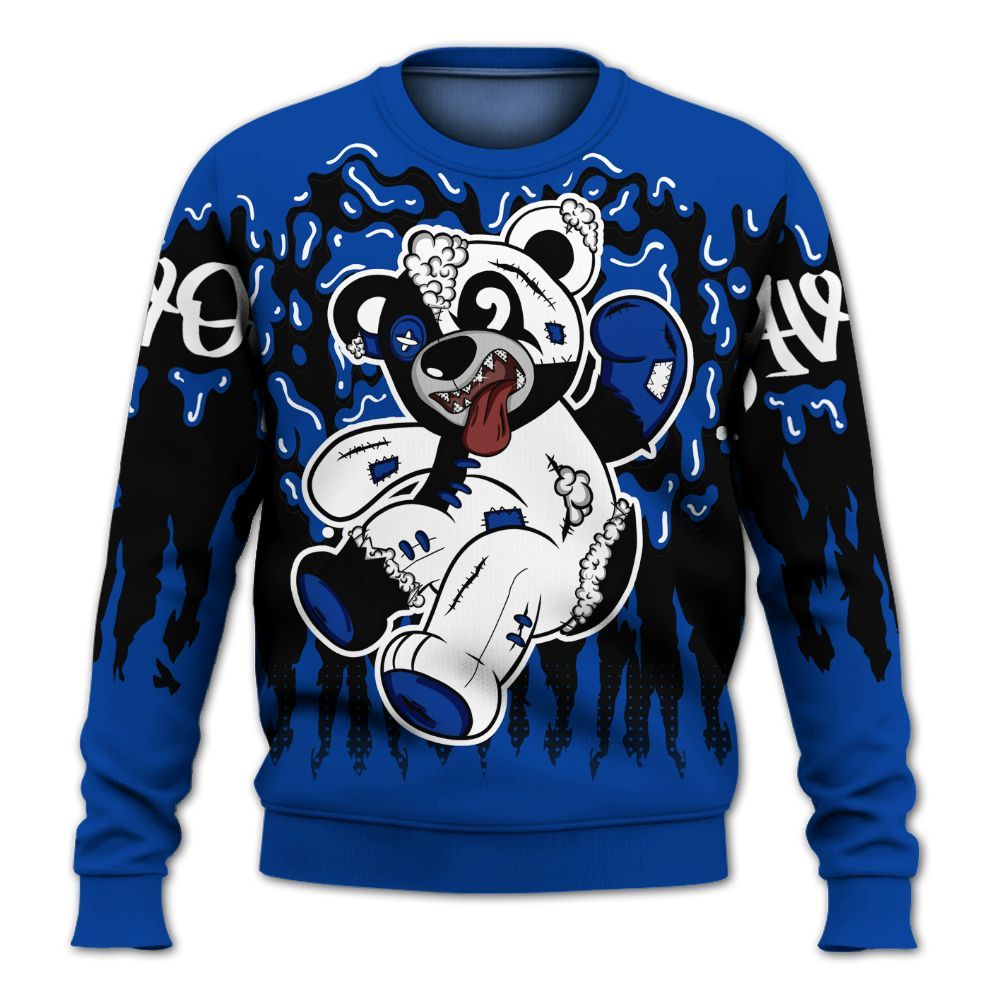 Sweatshirt To Match Hyper Royal 12s - Havok Bear Dripping All Over Print