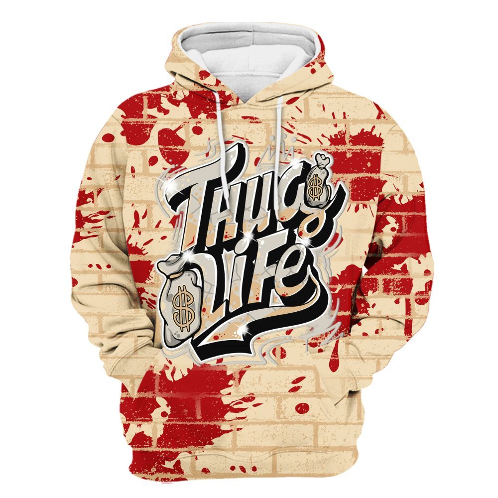 Hoodie To Match Dunk Low Strawberry Waffle - Free Thug Living Graphic Brick Art All Over Print