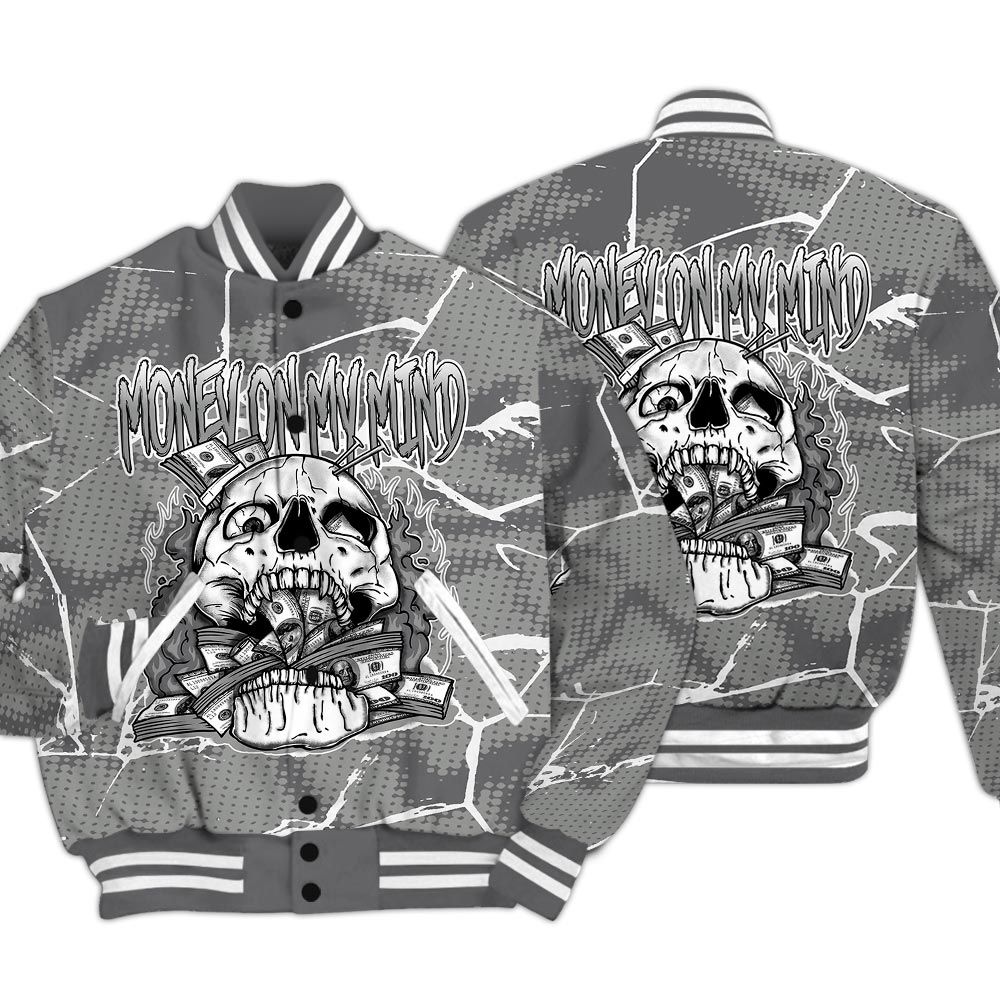Varsity Jacket To Match Paris Cement Grey 4s - MOMM Skeleton Crack Varsity Jacket Unisex
