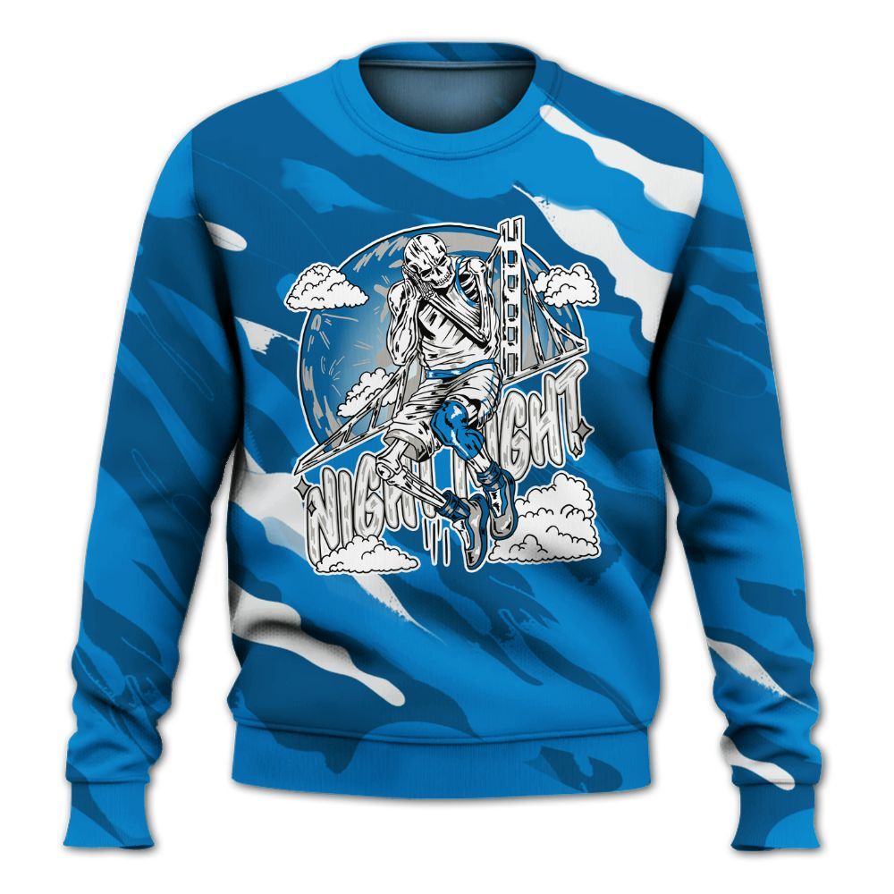 Sweatshirt To Match Industrial Blue 4s - Seeya Skeleton Colored All Over Print