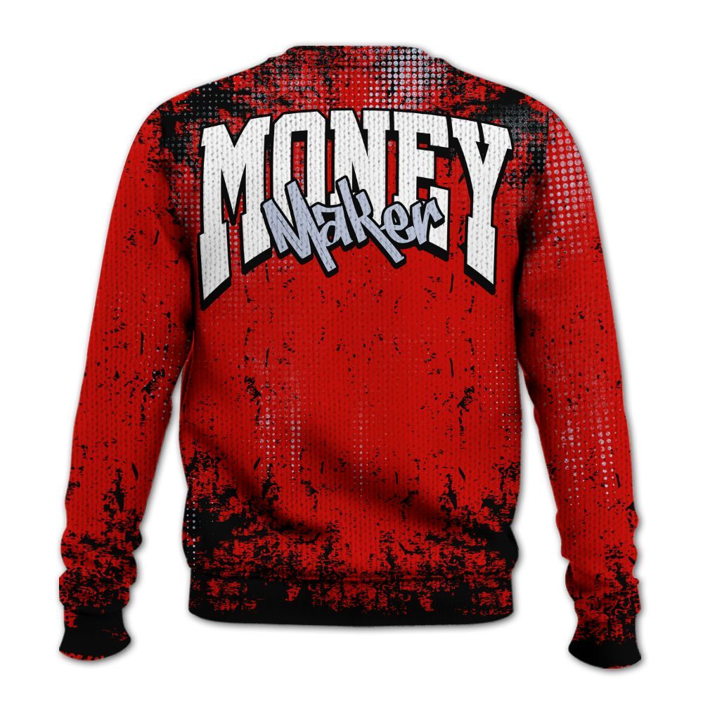 Knitted Sweater To Match Fire Red 6s - Move In Silence Money Street Retro