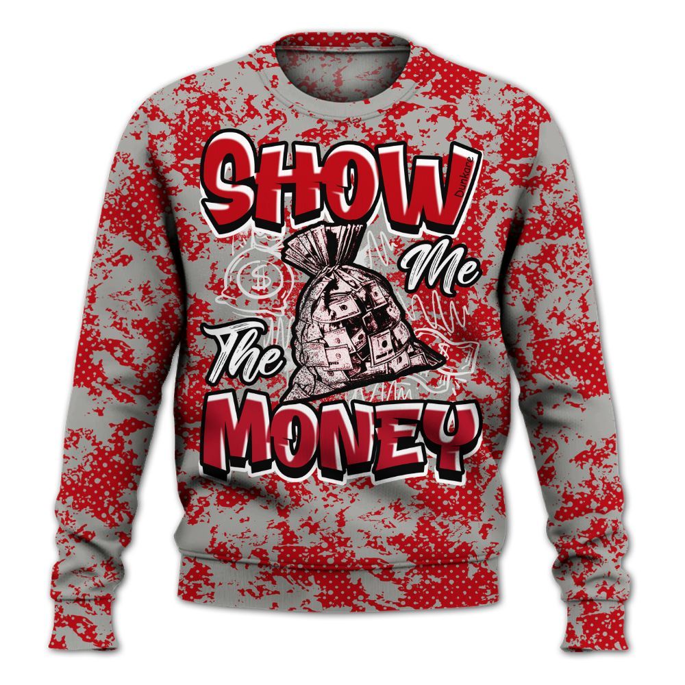 Sweatshirt To Match Air Griffey Max Gray Reds 1s - Show Me The Money Retro All Over Print