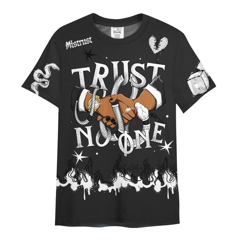 Shirt To Match Black Cat NET 4s - Trust No One Snake-Bite Doodle Crayon All Over Print