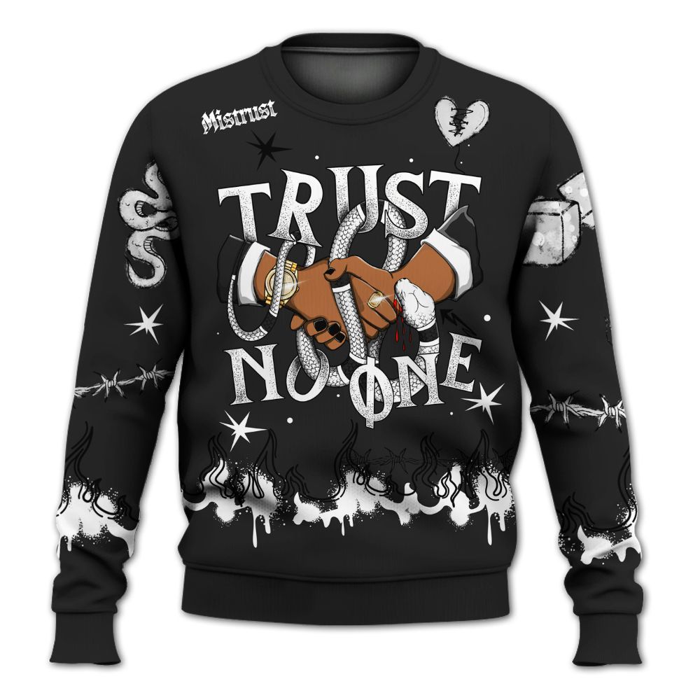 Sweatshirt To Match Black Cat NET 4s - Trust No One Snake-Bite Doodle Crayon All Over Print