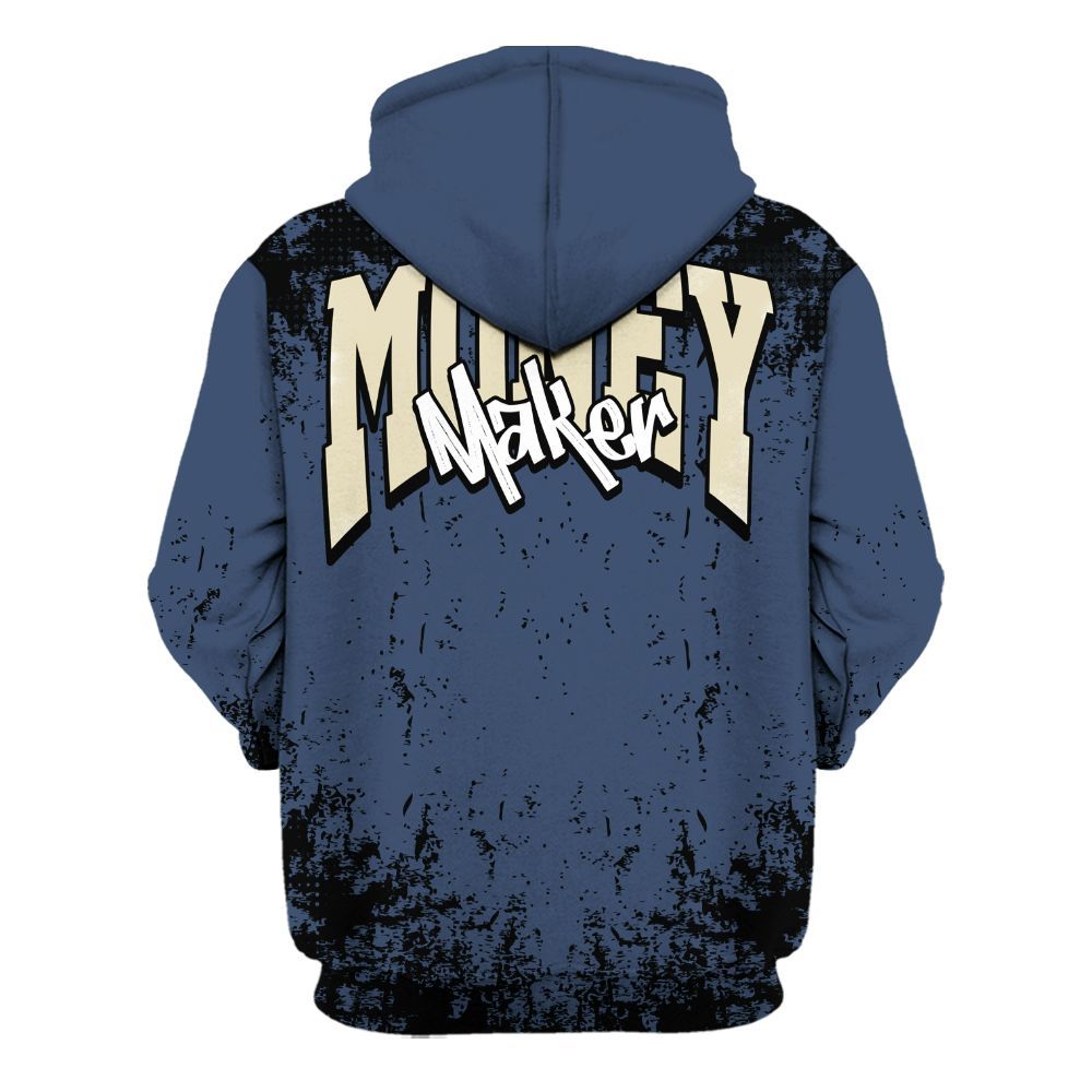 Hoodie To Match Diffused Blue 3s - Move In Silence Money Street Retro All Over Print