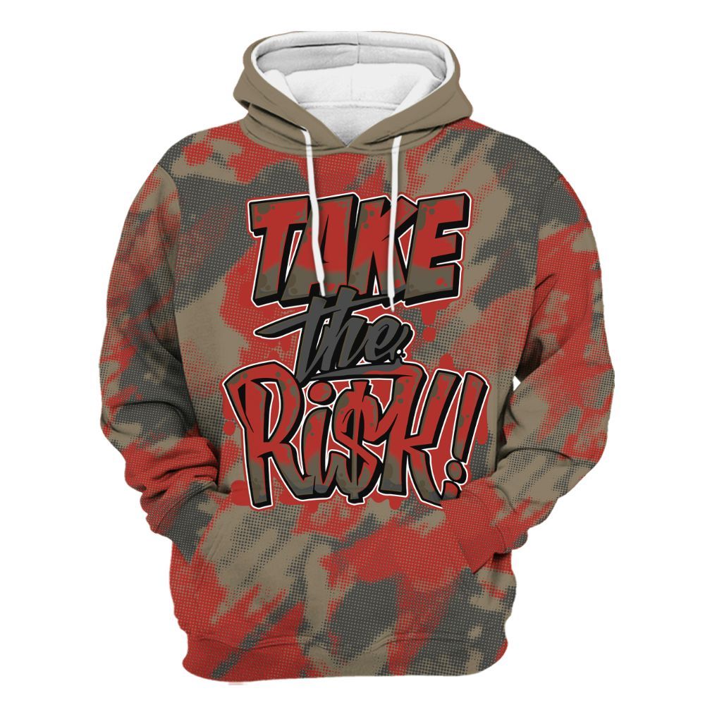 Hoodie To Match Olive 9s - Take Risks Abstract All Over Print