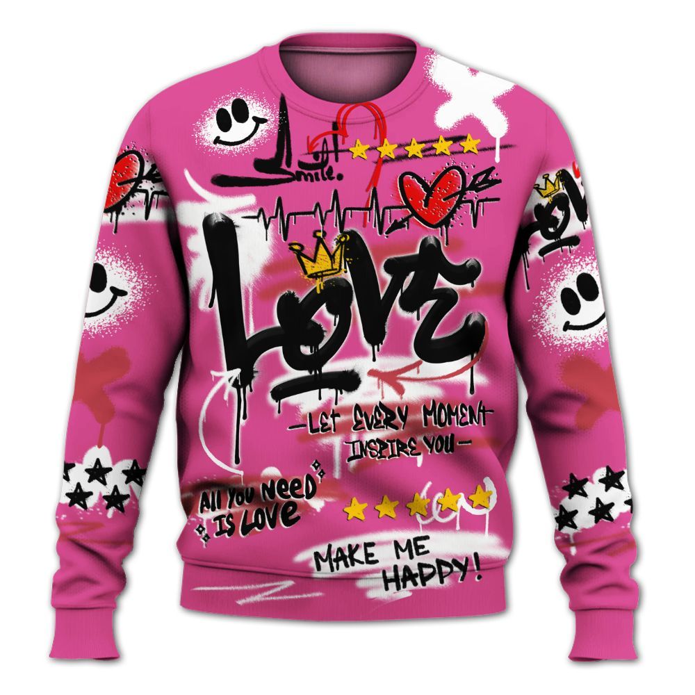 Sweatshirt To Match KD 4 Aunt Pearl - Happy Love Beats Graffiti Streetwear All Over Print