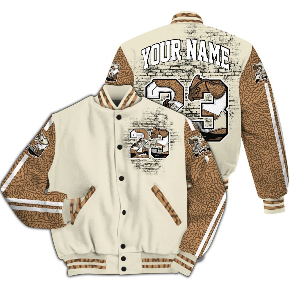 Varsity Jacket To Match Orewood Brown 3s - Custom Name Number 23 5s All Over Print