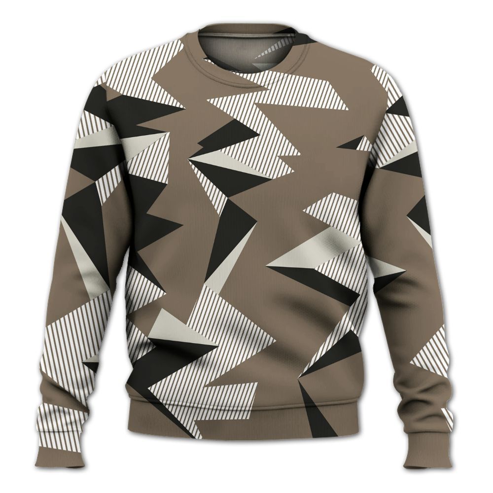Sweatshirt To Match Low OG Dark Mocha 1s - Geometric Camouflage Pattern All Over Print