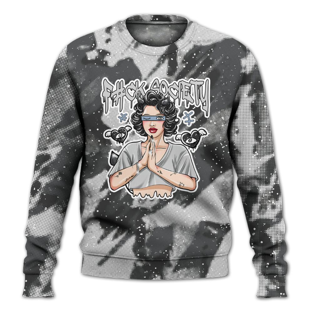 Sweatshirt To Match Reverse Black White 6s - F#ck Xociety Halftone All Over Print