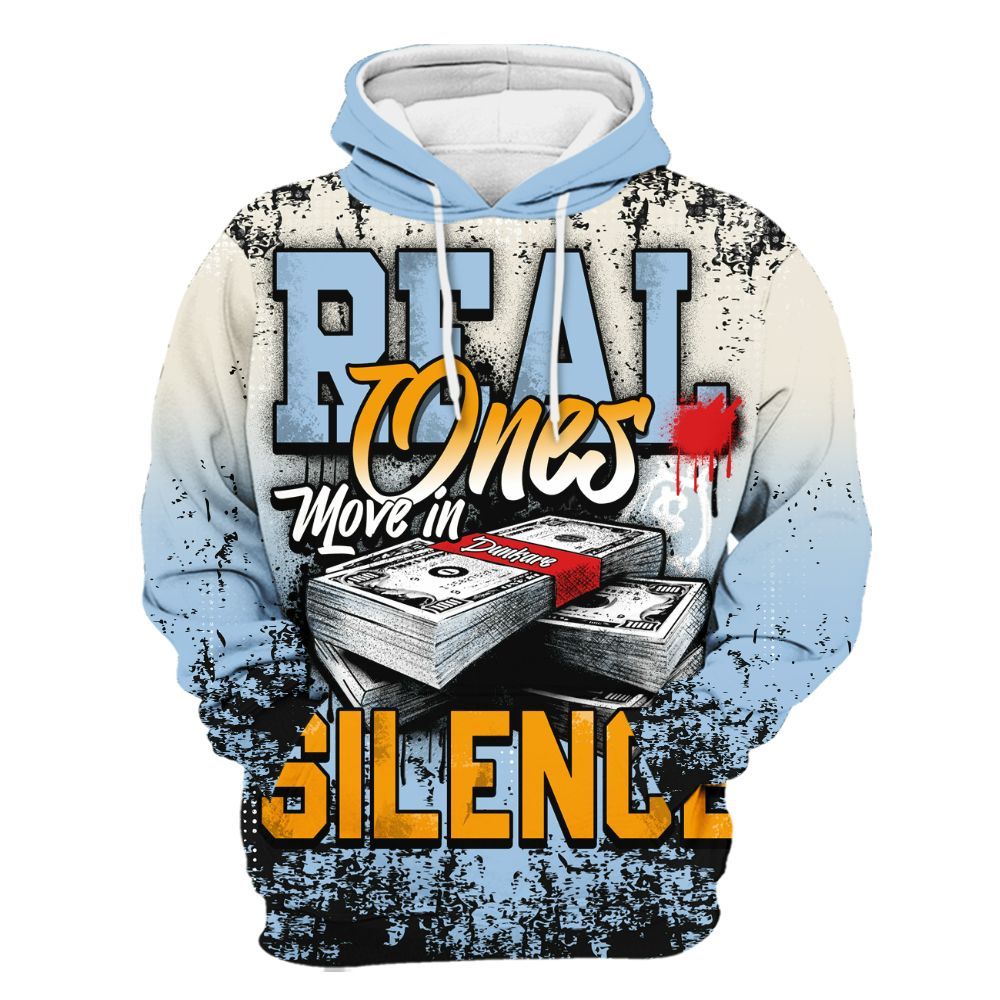 Hoodie To Match Retro High OG Pale Ivory Psychic Blue 1s - Move In Silence Money Street Retro All Over Print