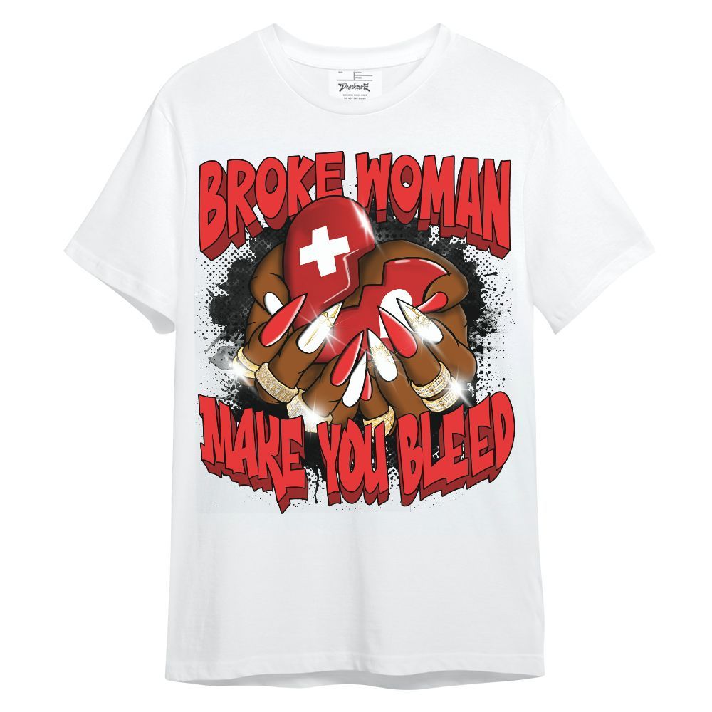 Shirt To Match Red Thunder 4s - Broke Woman Heart Retro Unisex Shirt
