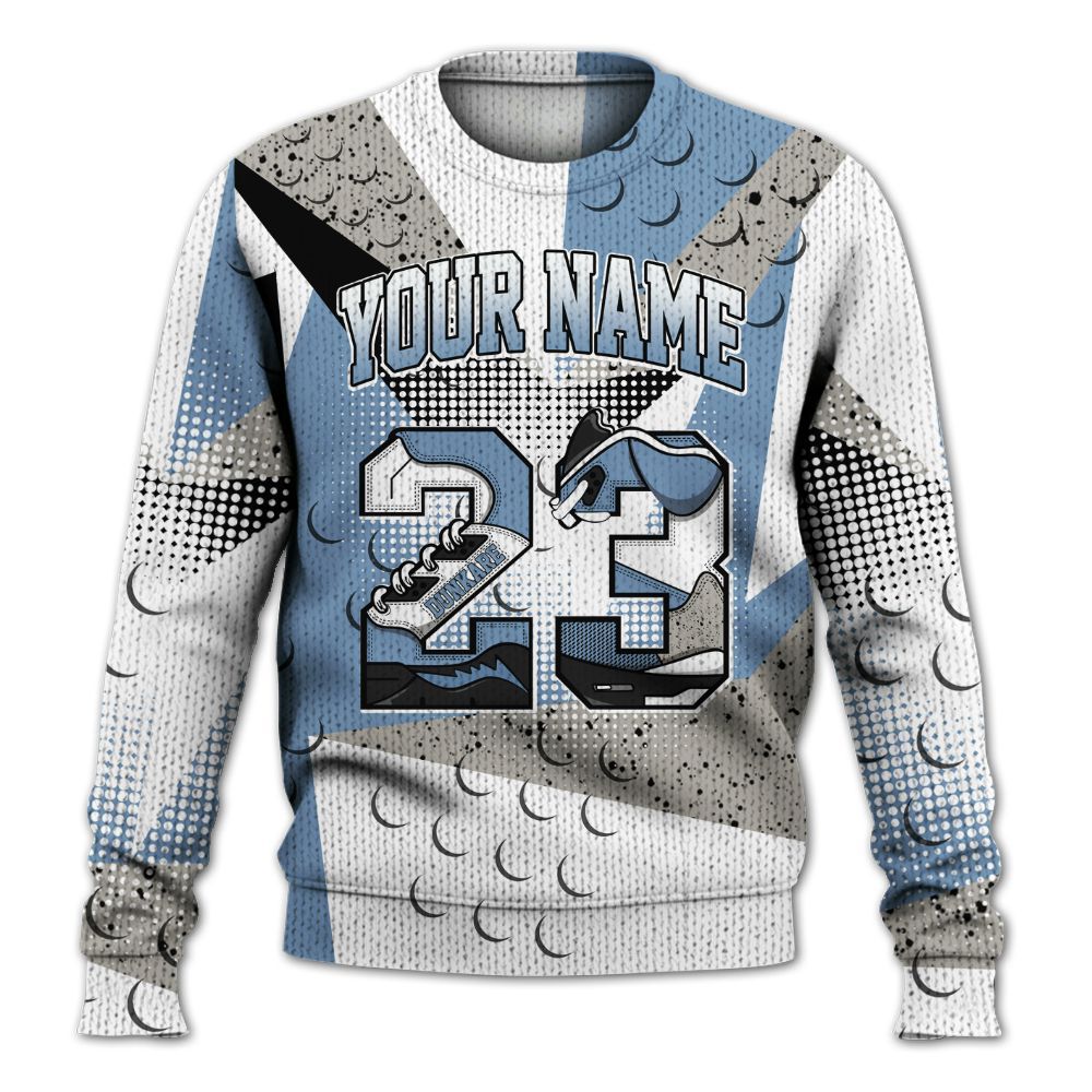 Knitted Sweater To Match University Blue 4s - Poly Custom Name Number 23 5s