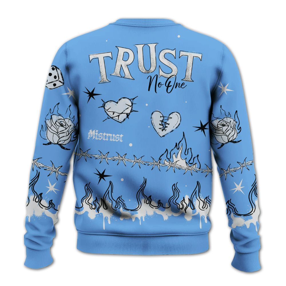 Sweatshirt To Match University Blue 6s - Trust No One Snake-Bite Doodle Crayon All Over Print