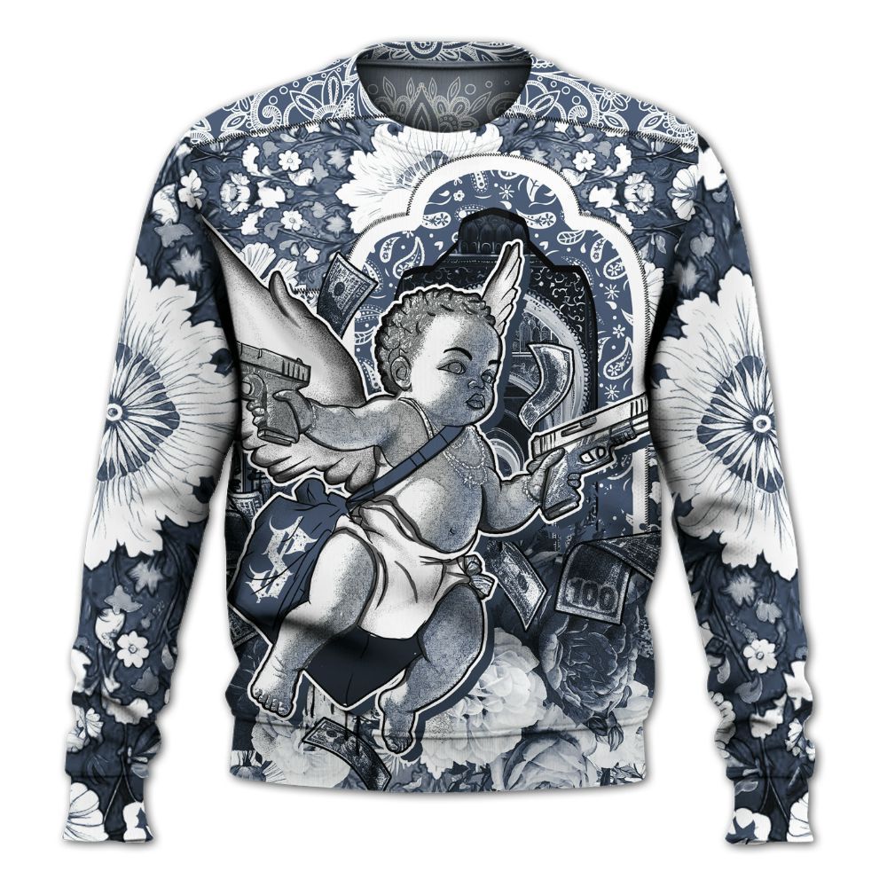 Sweatshirt To Match Low Diffused Blue 11s - Angel Money Bag All Over Print