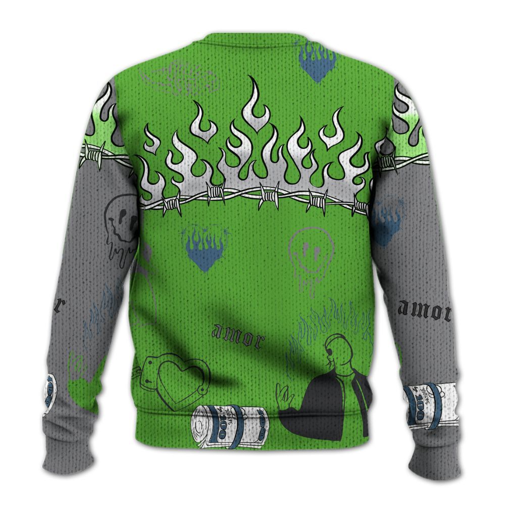 Knitted Sweater To Match Retro Green Bean 5s - Snake Trust No One