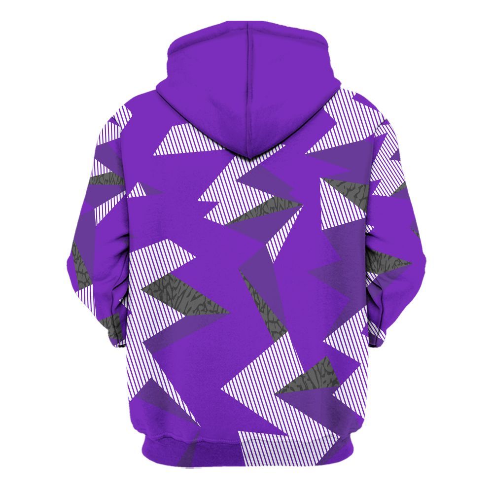Hoodie To Match Retro Dark Iris 3s - Geometric Camouflage Pattern All Over Print