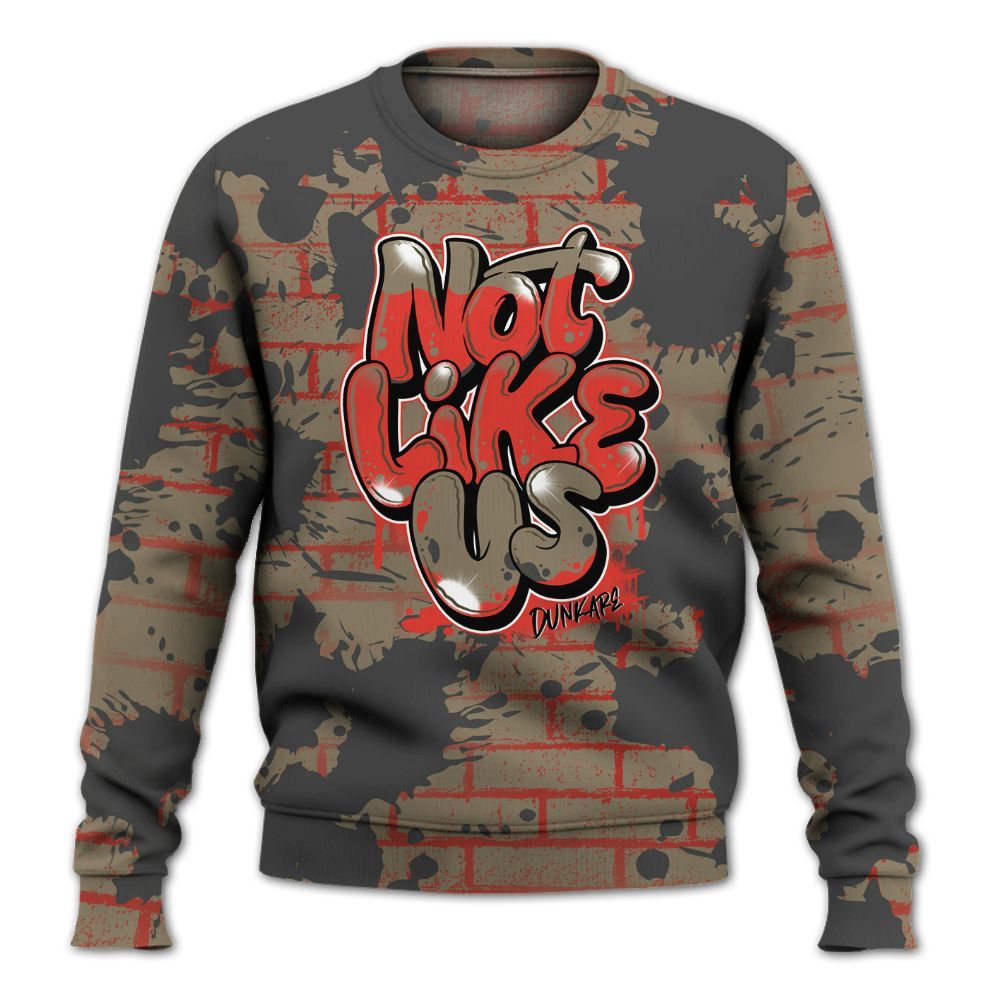 Sweatshirt To Match Olive 9s - None Like Us Graphic Brick Art All Over Print