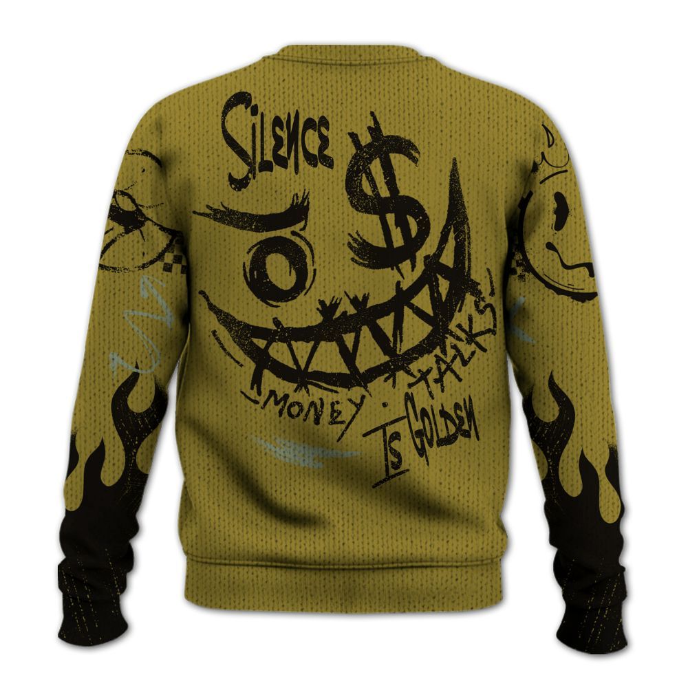 Knitted Sweater To Match Air Flightposite Metallic Gold - Mouth Burning Street Style