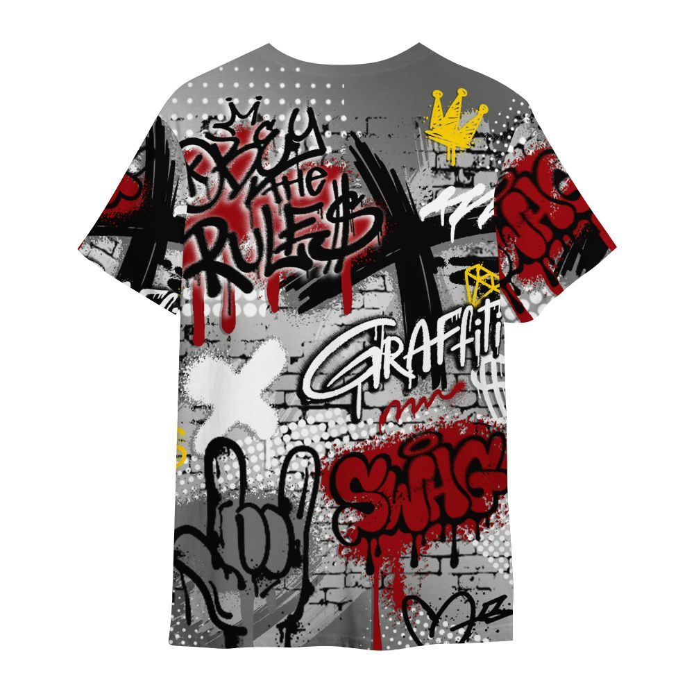 Shirt To Match Metallic Silver 14s - True It Real Graffiti Streetwear All Over Print