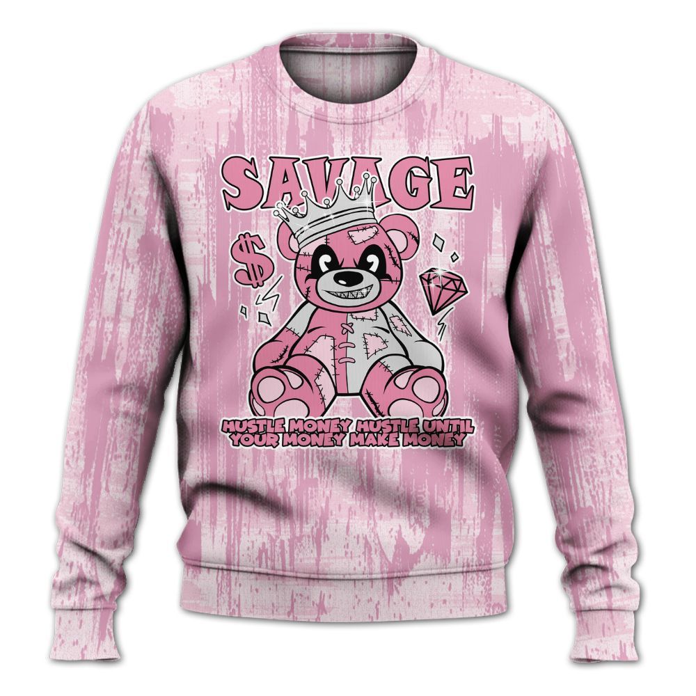 Sweatshirt To Match Orchid 4s - Savages Bear Glitch Art All Over Print