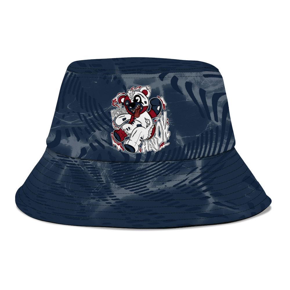 Bucket Hat To Match White Midnight Navy 6s - Havok Bear Graphic