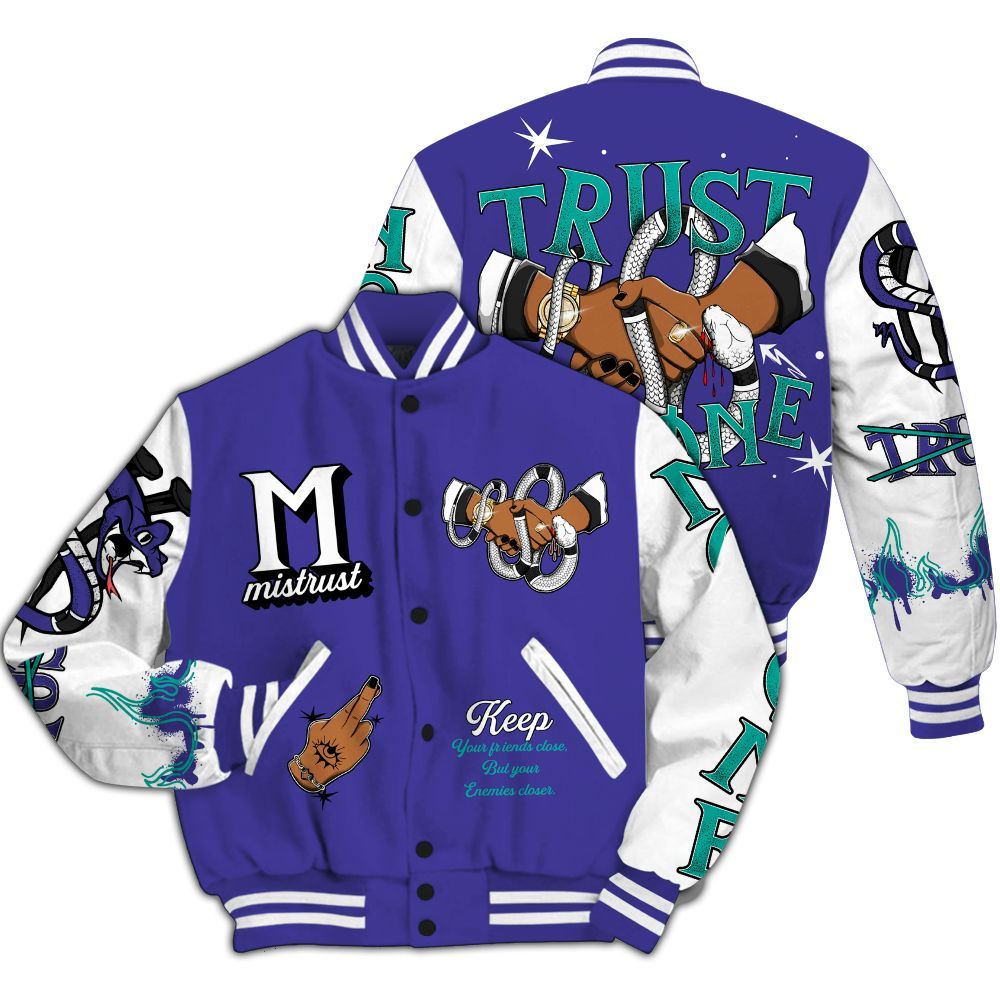 Varsity Jacket To Match Retro Grape 5s - Trust No One Crayon All Over Print
