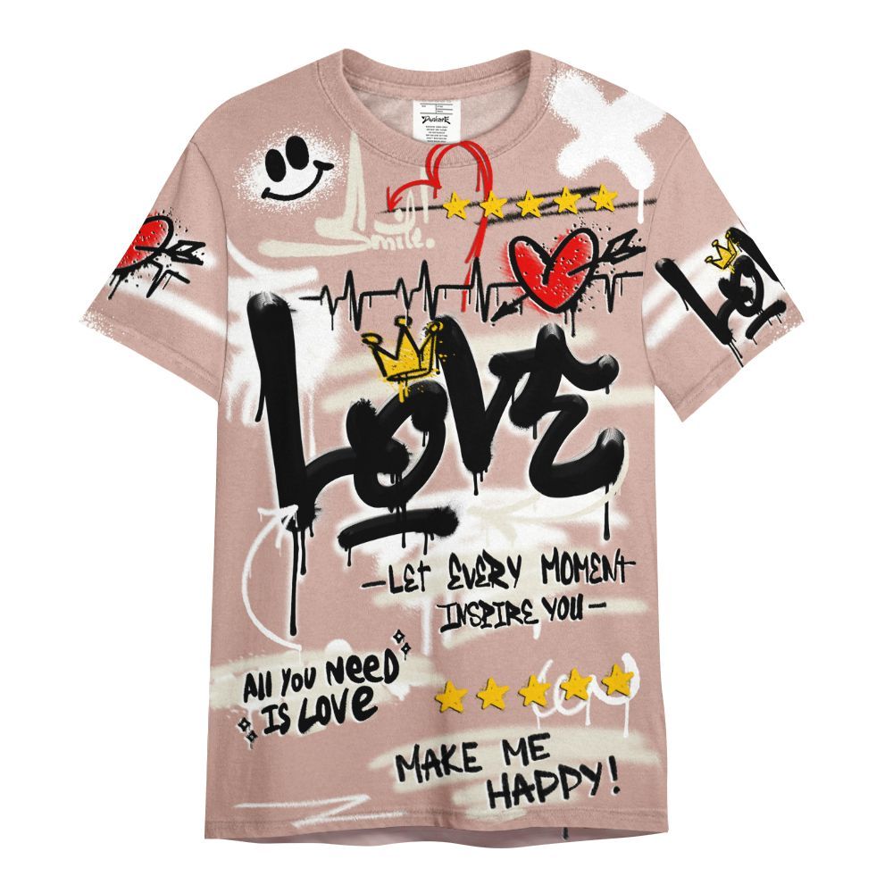 Shirt To Match Air Force Low 1 Arctic Orange - Happy Love Beats Graffiti Streetwear All Over Print