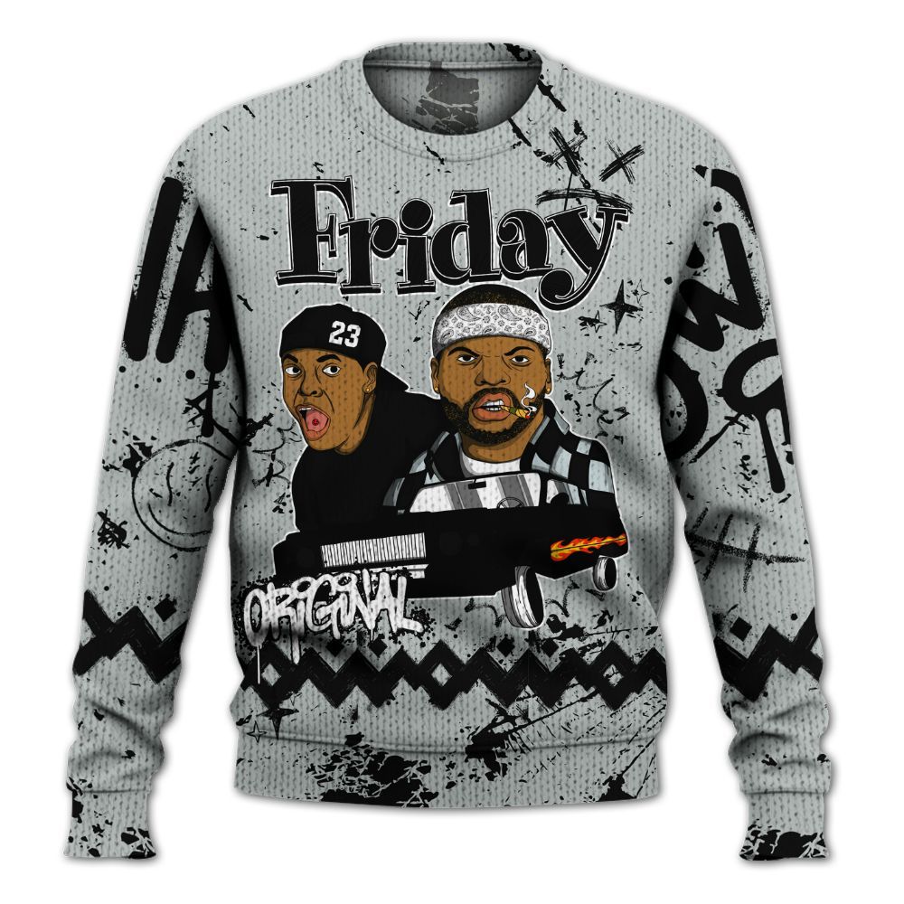 Knitted Sweater To Match Black Wolf Grey 12s - Friday Sneaker Crayon
