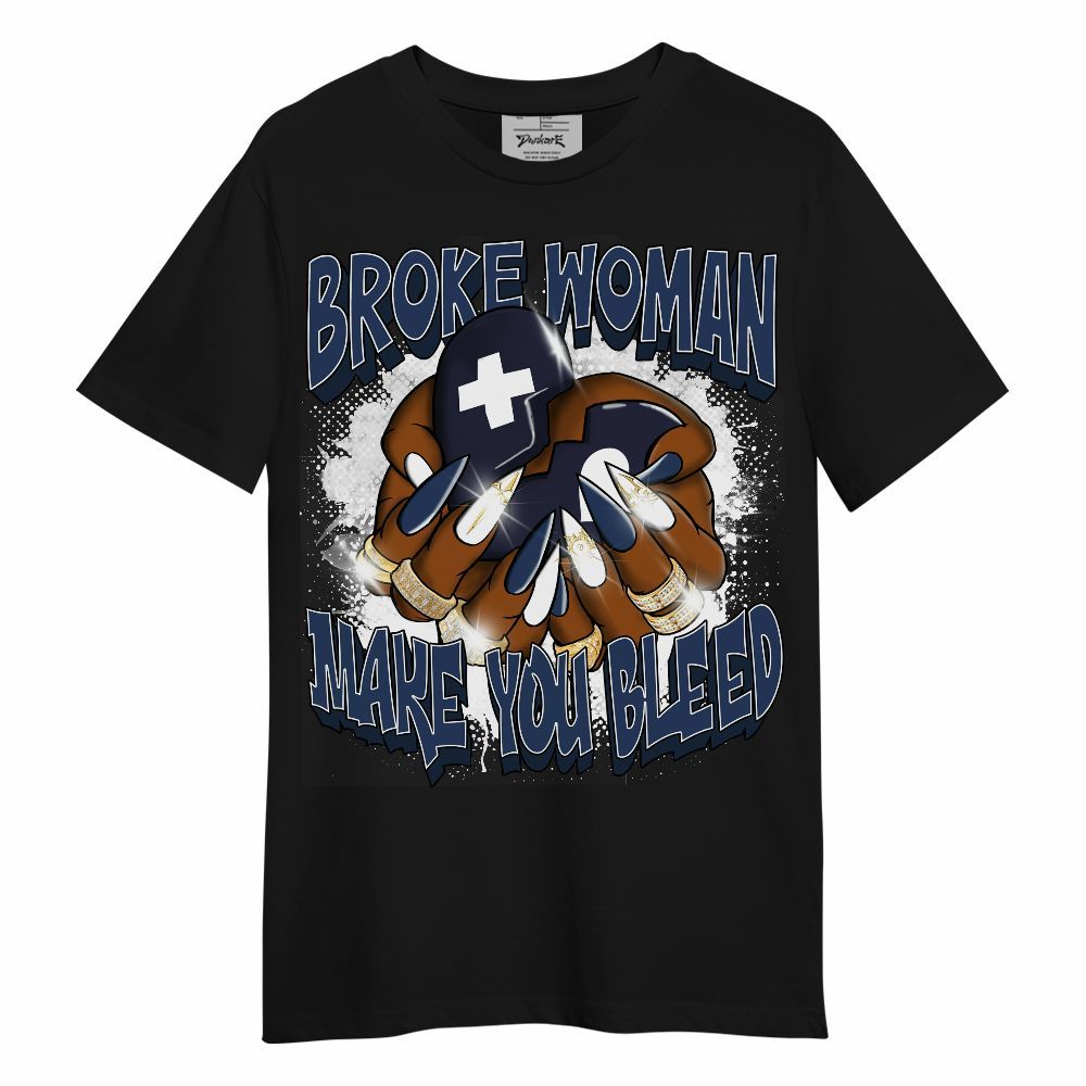 Shirt To Match Low 85 Metallic Blue 1s - Broke Woman Heart Retro Unisex Shirt