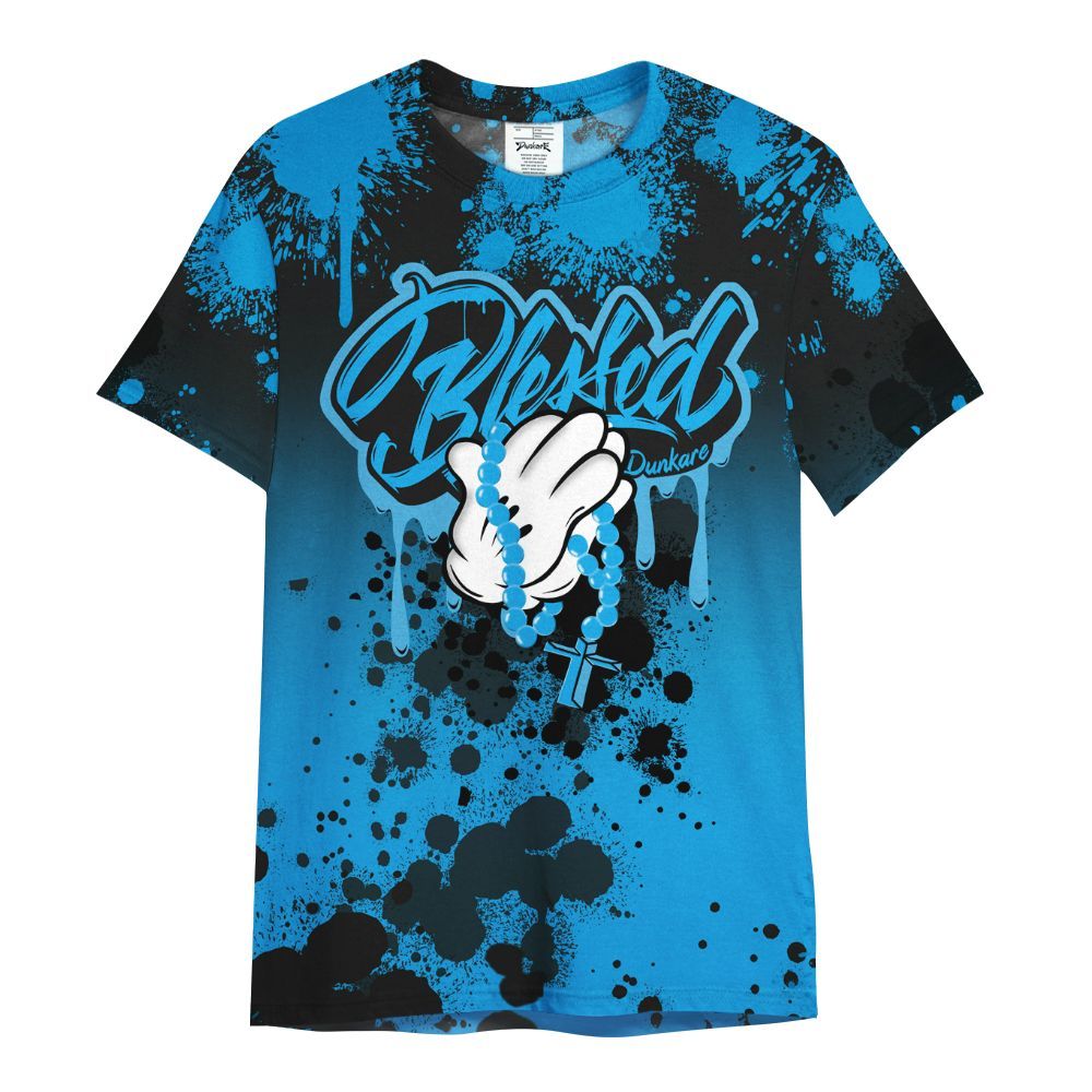 Shirt To Match Black University Blue 2022 13s - God Blessed Ink Drip All Over Print