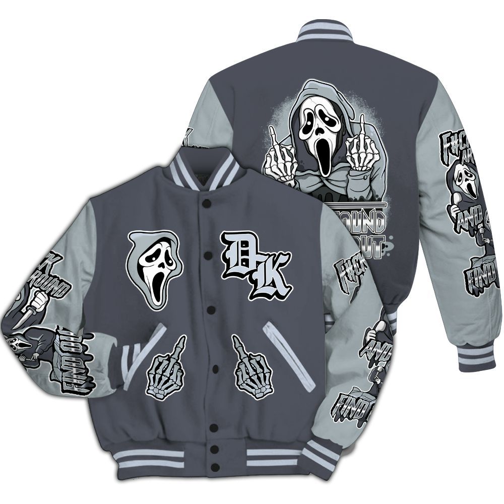 Varsity Jacket To Match Retro Wolf Grey 5s - F#CK And Find Out Graphic All Over Print