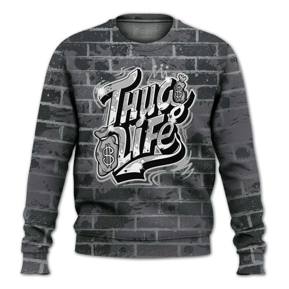 Sweatshirt To Match White Thunder 4s - Free Thug Living Graphic Brick Art All Over Print