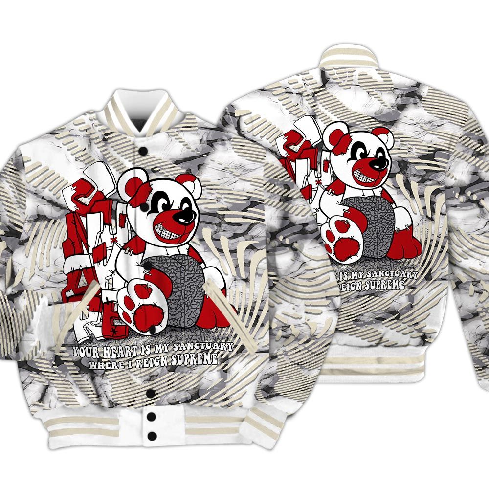 Varsity Jacket To Match Cement Grey 3s - Possession Bear Fume Varsity Jacket Unisex